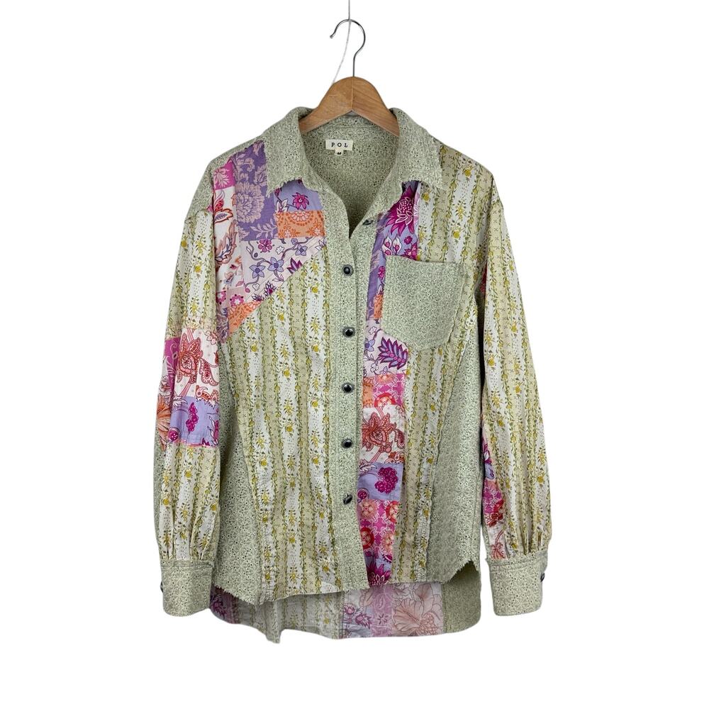 POL Floral Patchwork Button Up